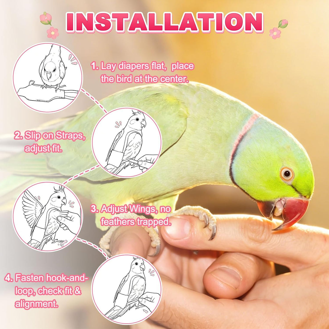M METERXITY 1-Set Adjustable Bird Diapers
