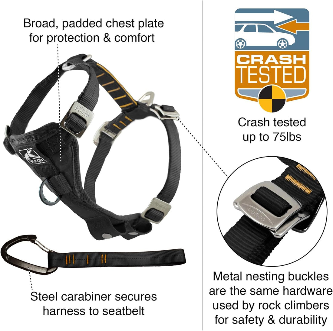 Kurgo Tru-Fit Enhanced Strength Dog Car Harness