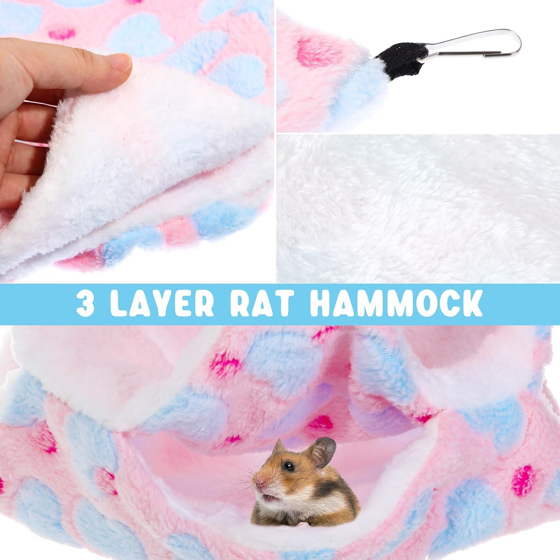 Sweetude 6 Pcs Rat Hammock Set Ferret Hanging Tunnel 3 Tier Guinea