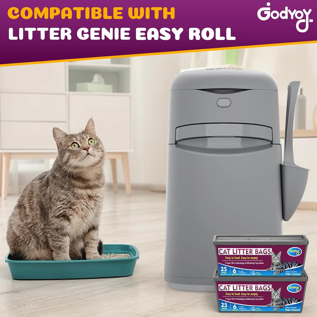 Cat Litter Refill Bags Compatible with Genie Easy Roll Litter Bin