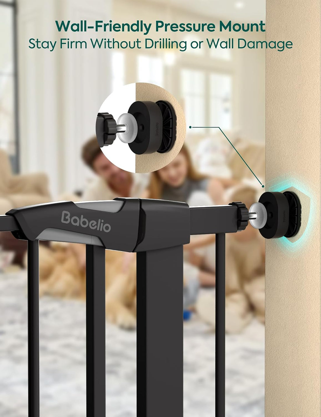Babelio Auto Close Dog Gate with Cat Door, CatPrivilege I, 29-43"