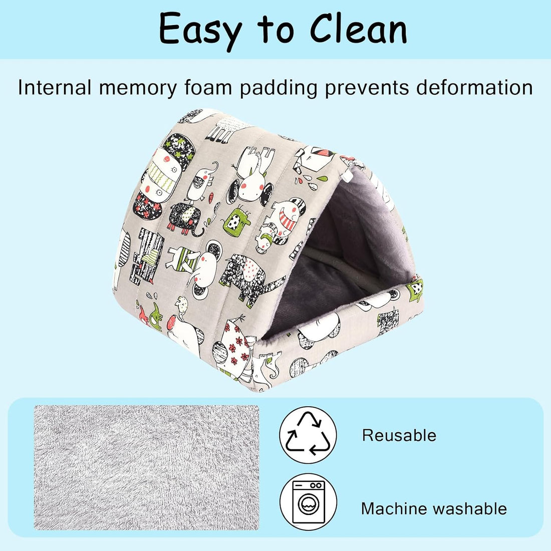 UPINS 2 Pack Guinea Pig Hideout, Washable Small Animal House Bed