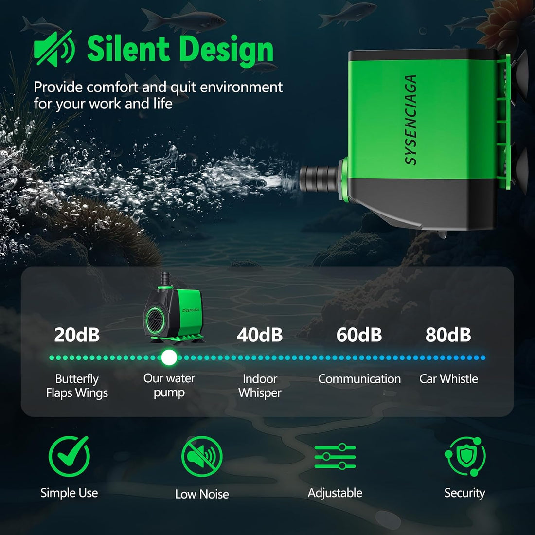 40W Fountain Submersible Water Pump 1000GPH