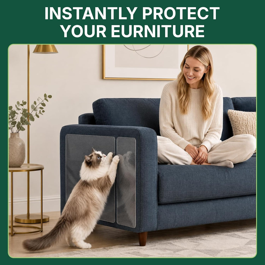 Cat Scratch Furniture Protector No Pins Self Adhesive