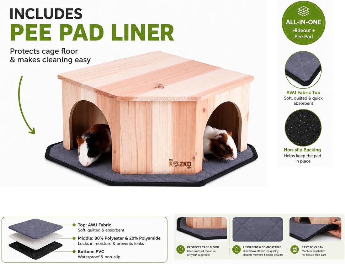Wooden Guinea Pig Corner Hideout - Hidey for Chinchilla