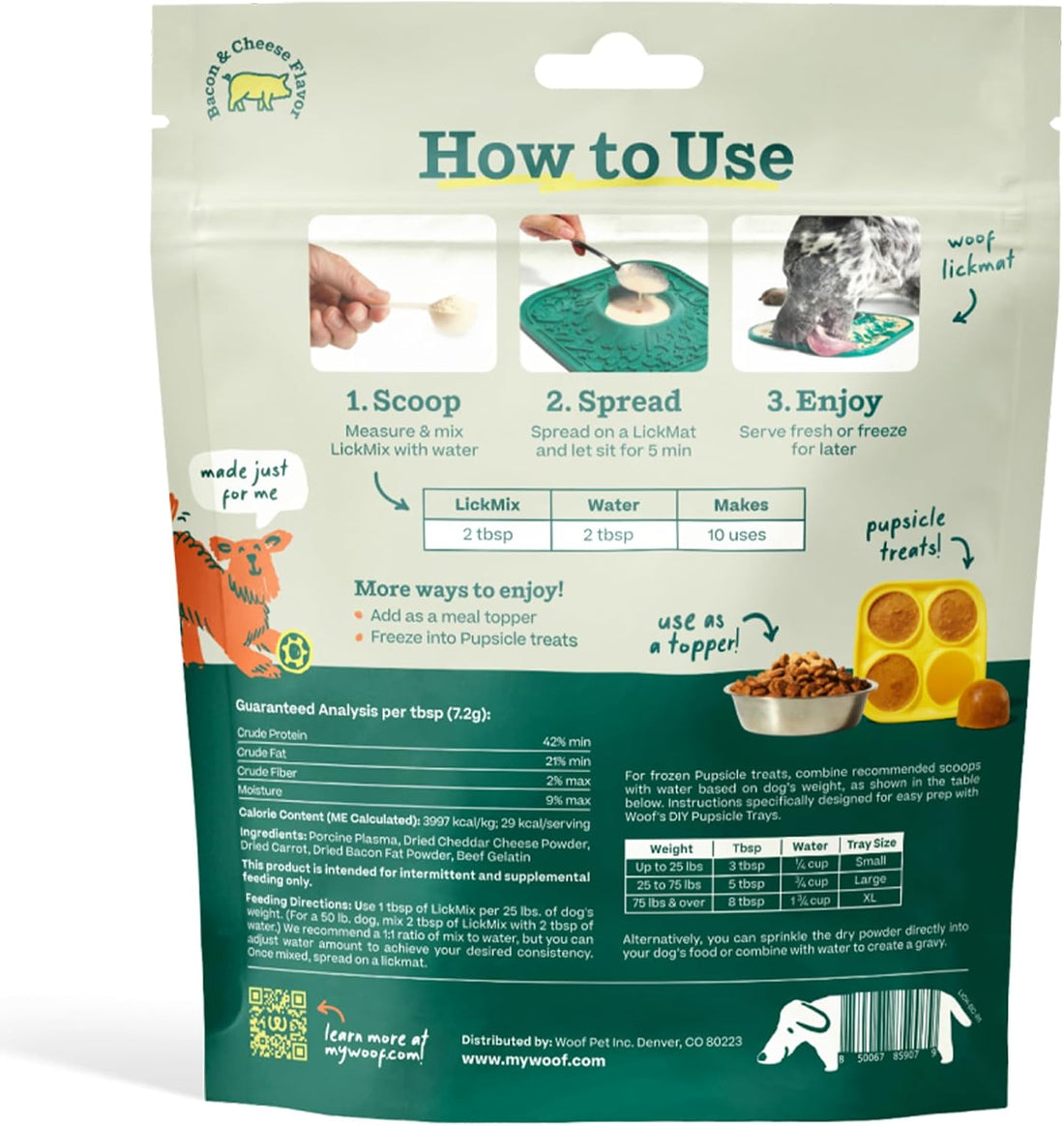 WOOF LickMix, Dog Lick Mat Spread & Meal Topper, Calming
