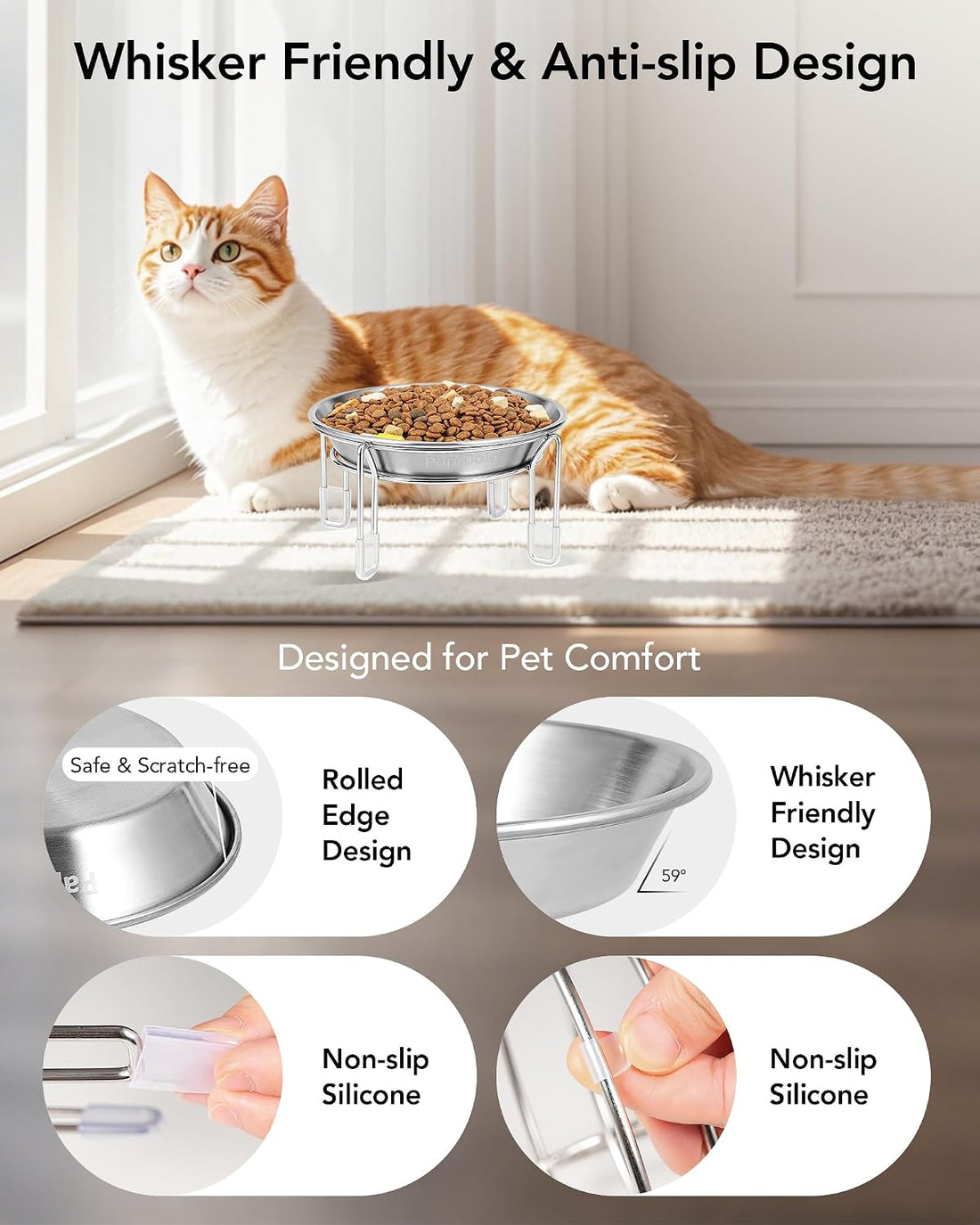Elevated cat Bowl 2PC, 6.3" Wide Raised Cat Bowl