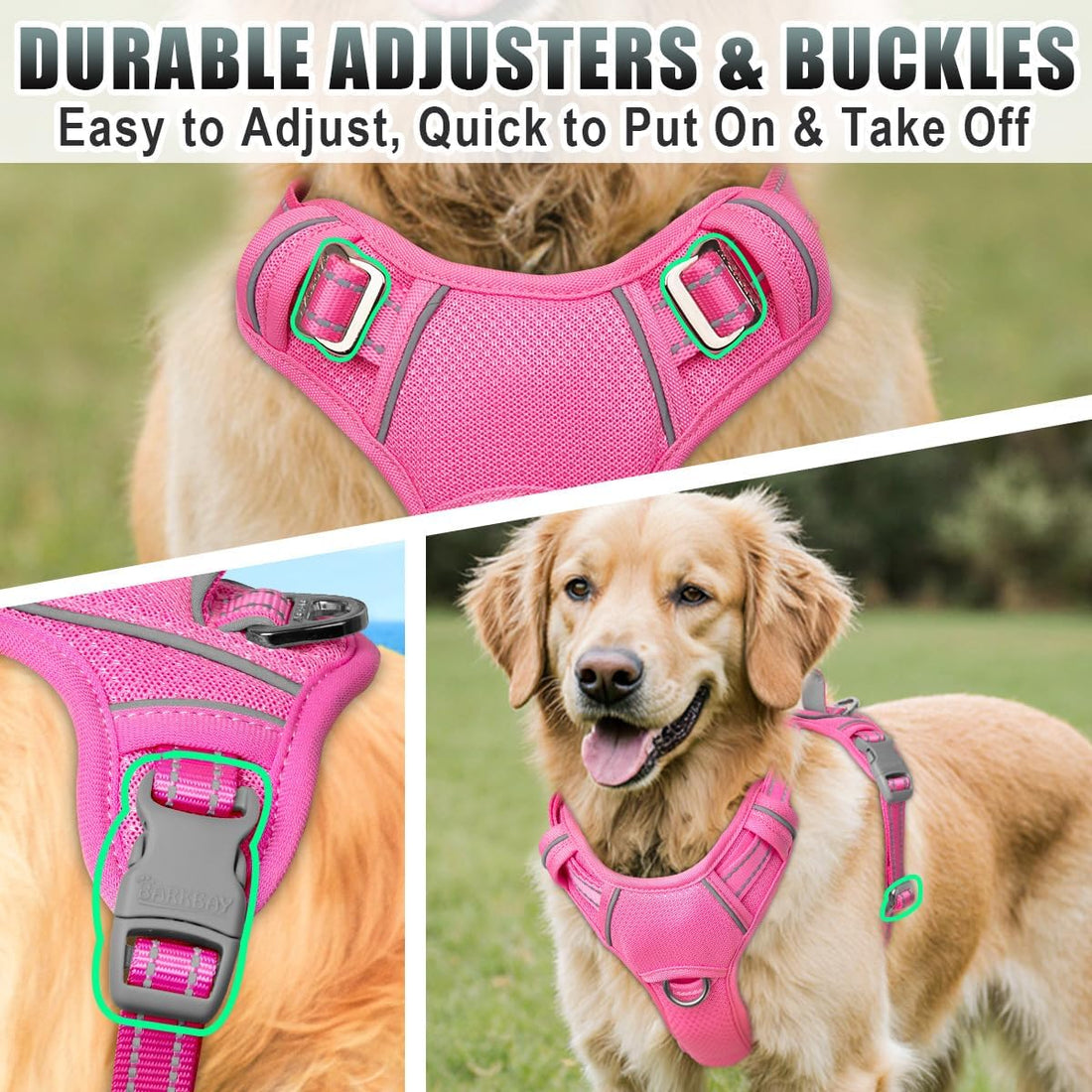 BARKBAY No Pull Dog Harness Large Reflective Dog Harness with Front