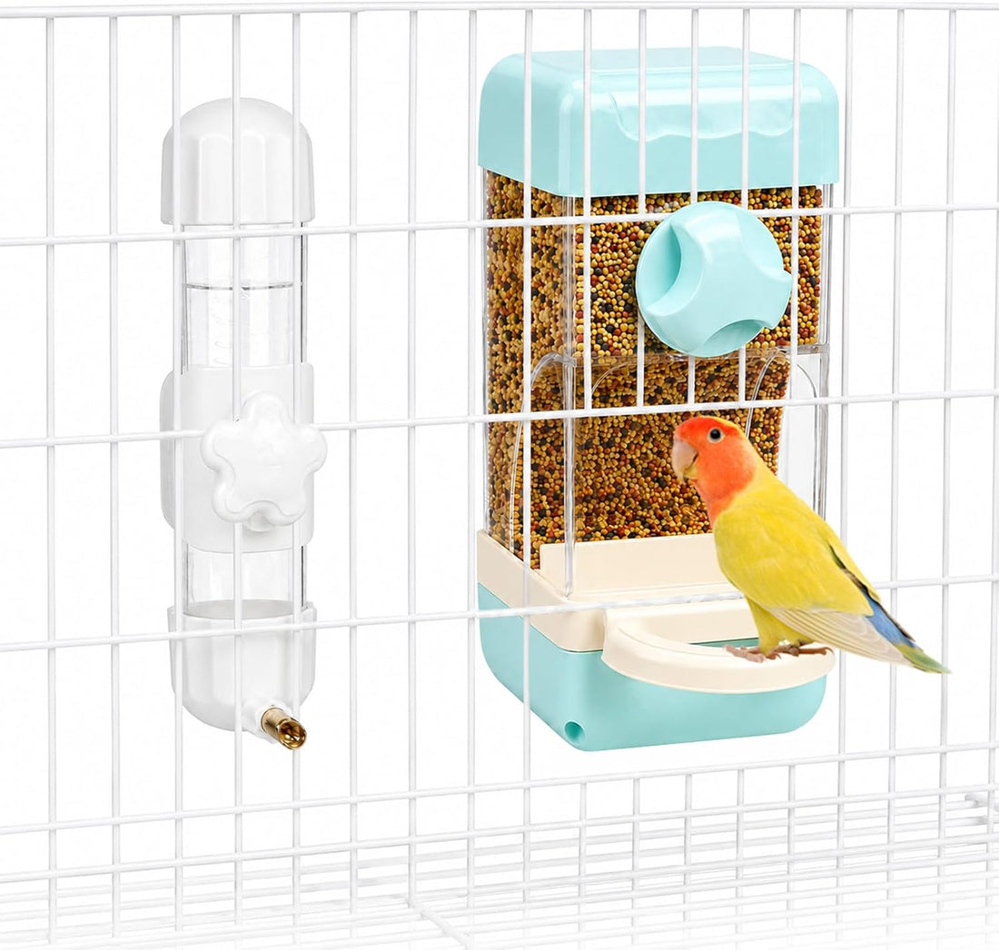 Bird Water Food Dispenser Set,6.8 Fl Oz Automatic No Mess Bird Water