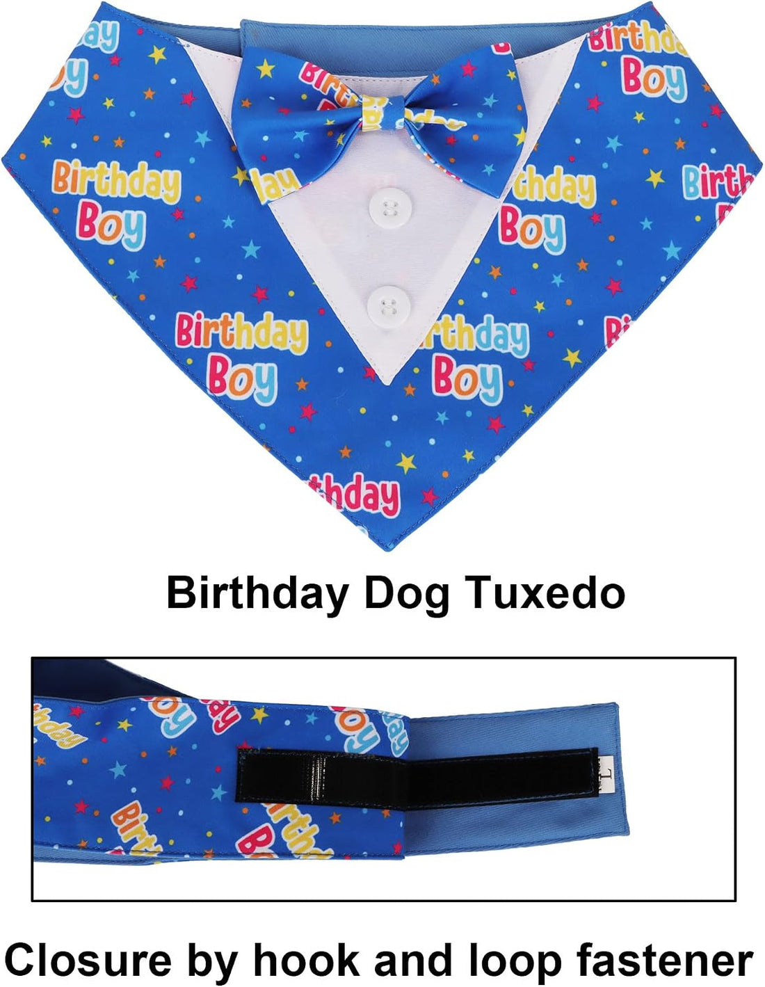 ADOGGYGO Birthday Dog Bandana with Bowtie, Blue Boy Dog Tuxedo