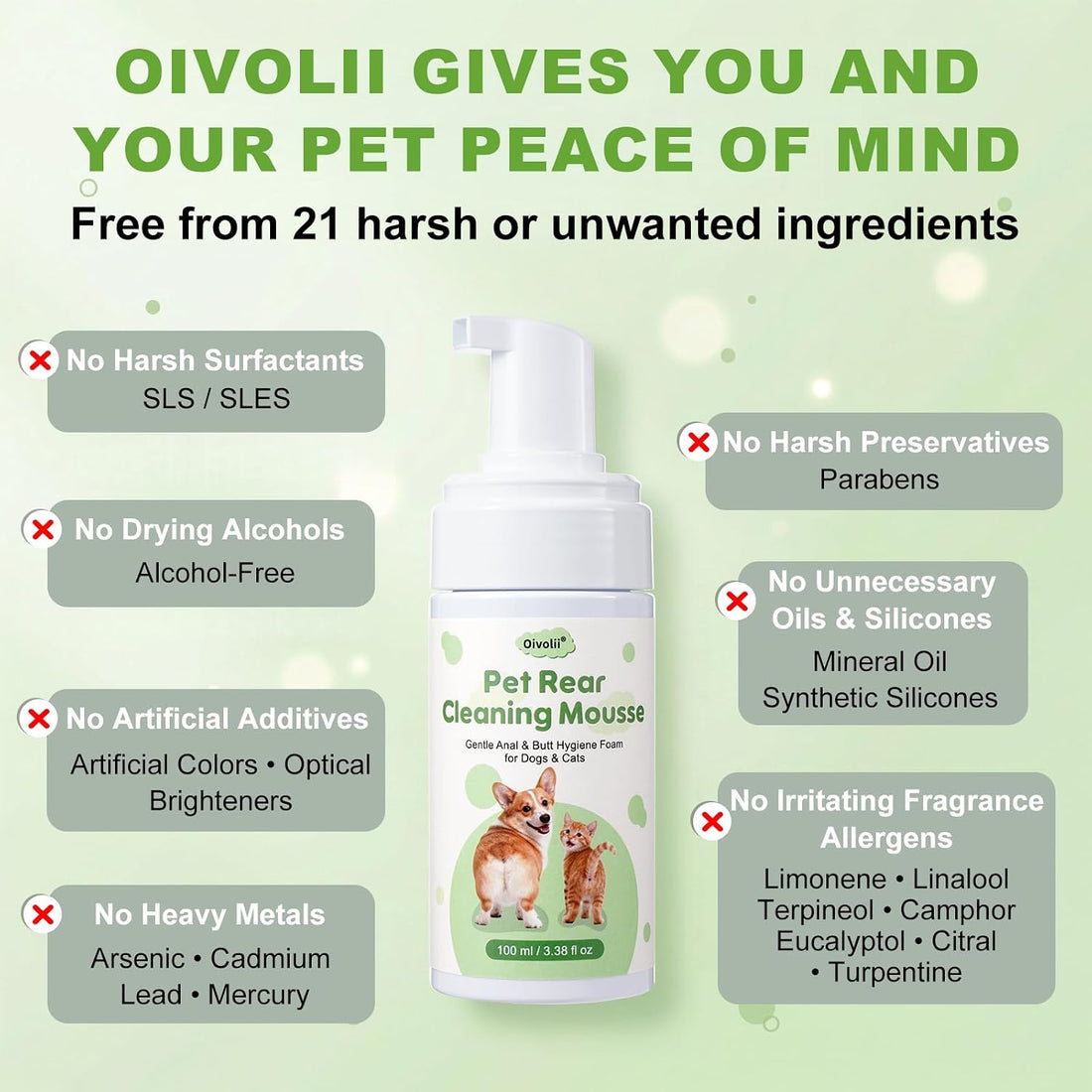 Oivolii Pet Anal Gland Cleaner & Dog Butt Wash Mousse