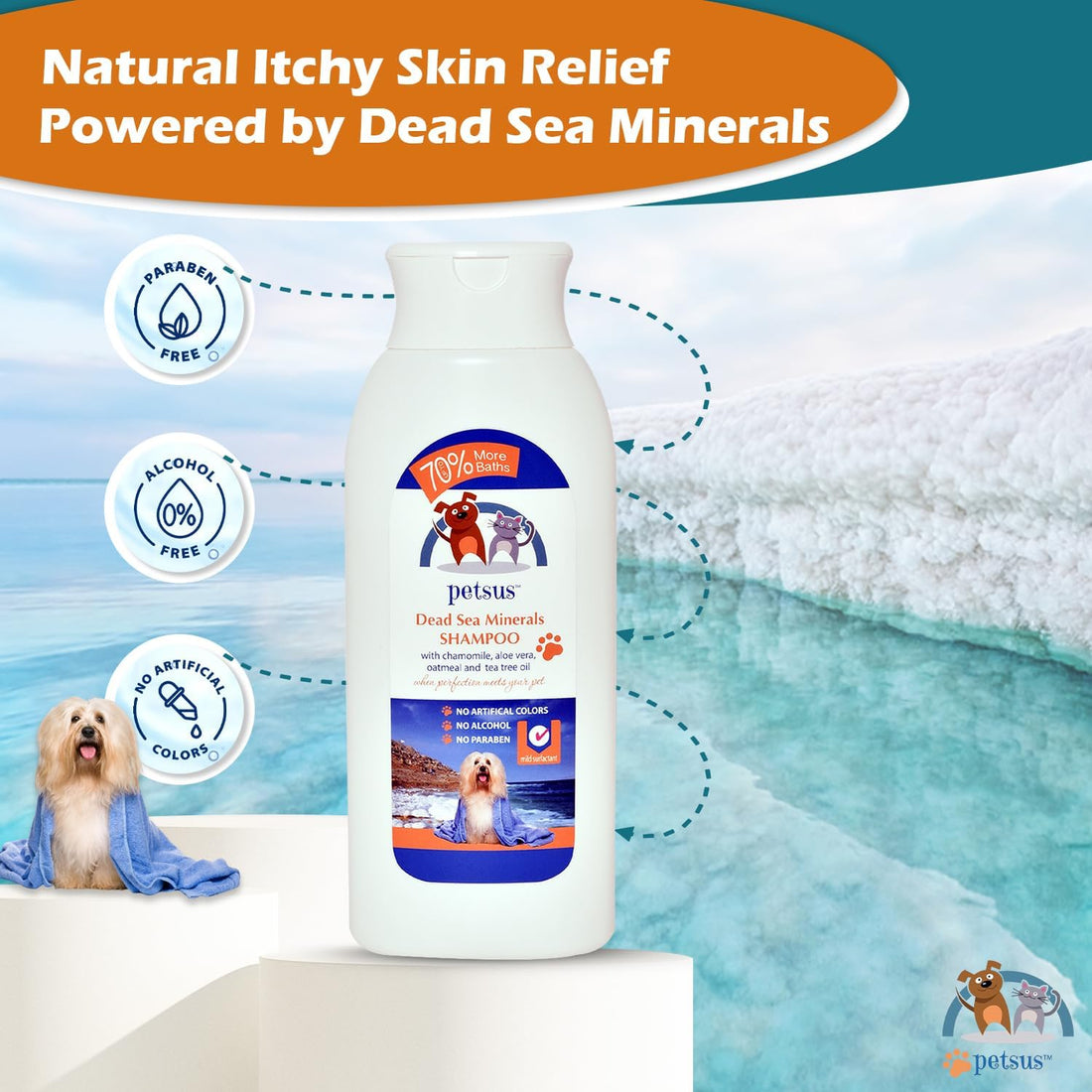 Petsus Anti-Itch Relief Dog & Cat Shampoo + Conditioner with Dead Sea