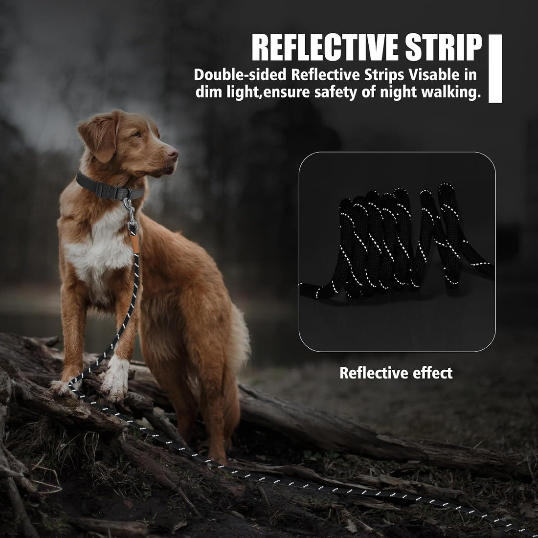 Long Dog Leash Reflective Rope Training Lead 15ft 30ft 50ft Check Cord