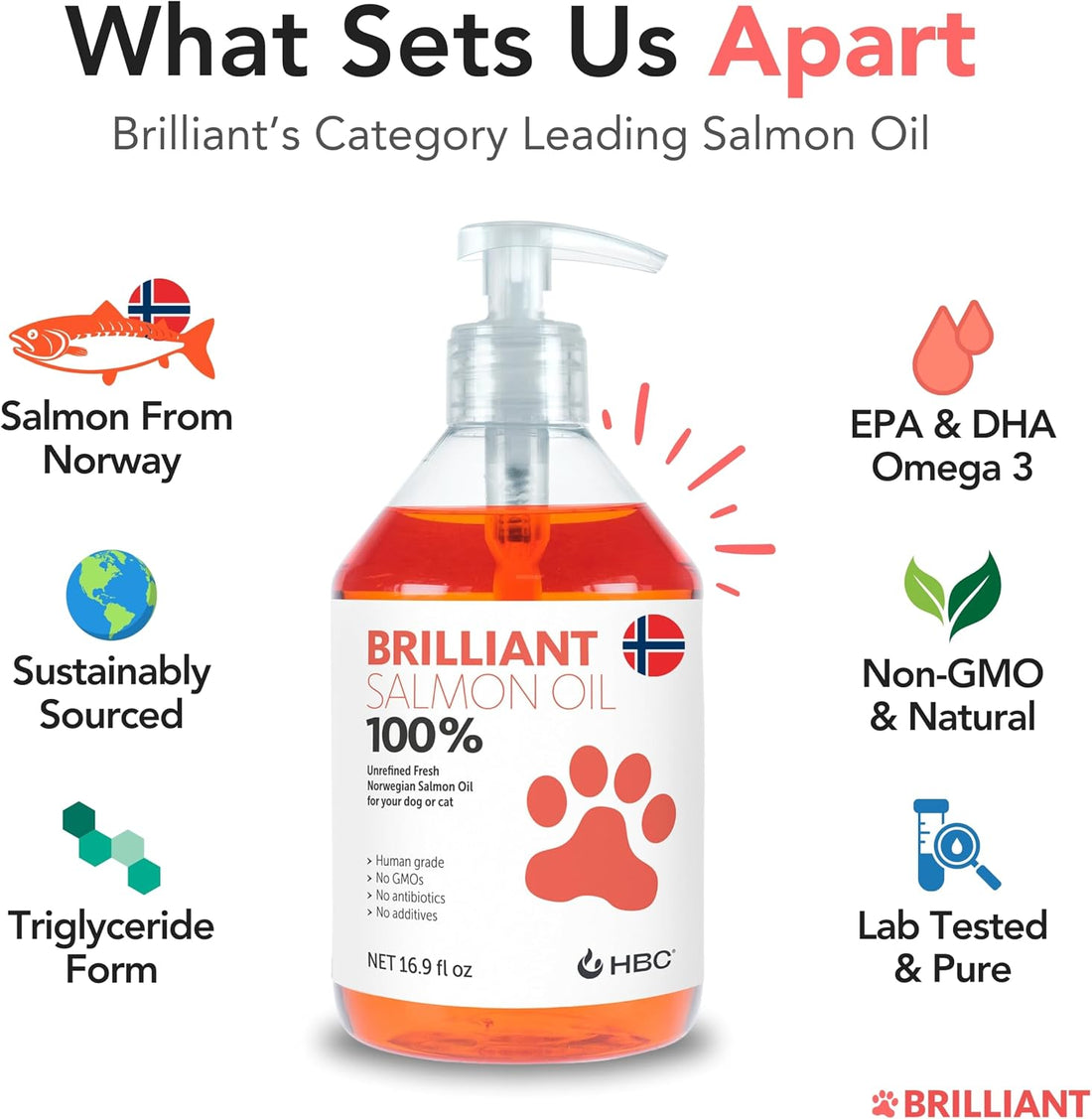 Brilliant Norwegian Salmon Oil for Dogs, Cats, Horse, Ferret