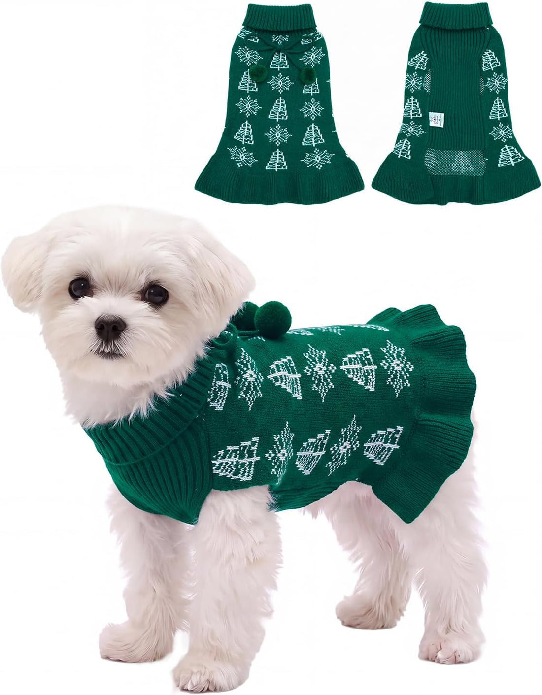 CuteBone Halloween Ruffle Dog Sweater Dress for Medium Dogs