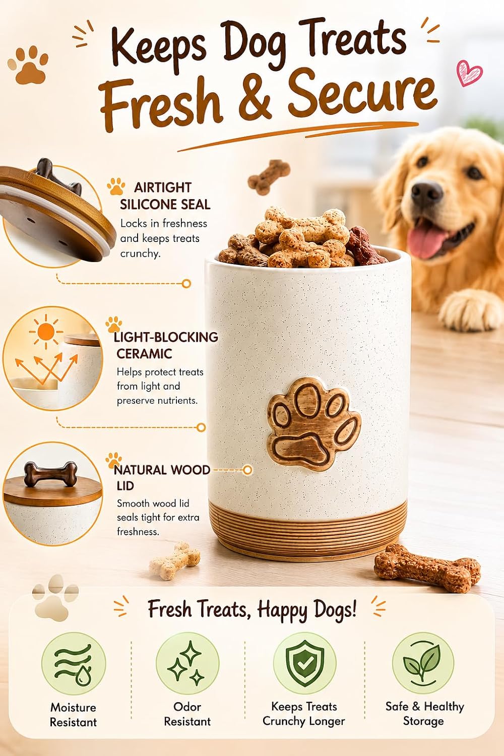 Miamolo Dog Treat Container with Lid