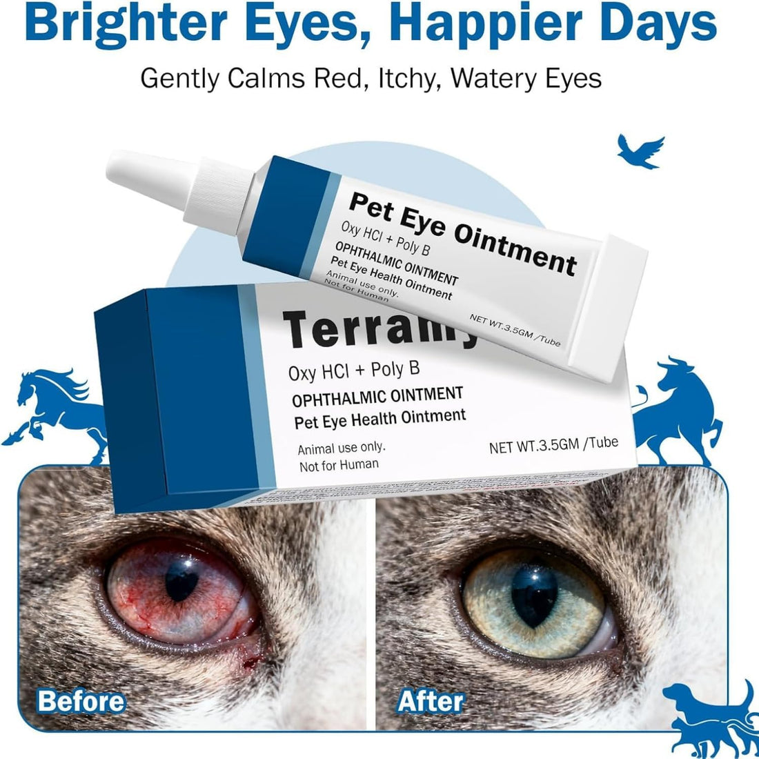 POLKA Terramypol Eye Ointment for Cats and Dogs, Horses, Birds