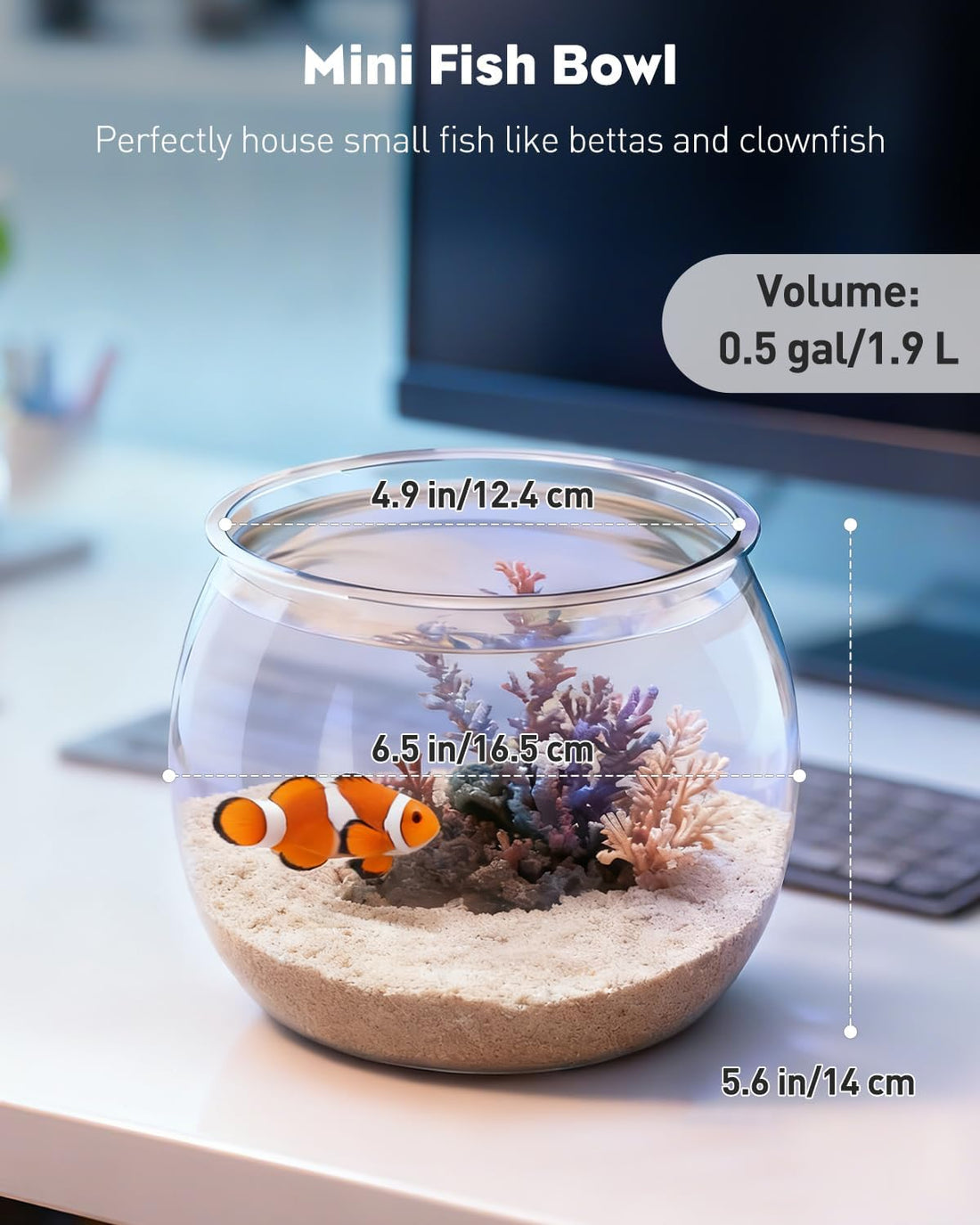 Pawfly 0.5 Gallon Mini Plastic Fish Bowl