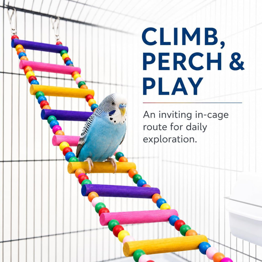 Flexible Wooden Bird Ladder Bridge for Cages, 25 in, 10 Steps