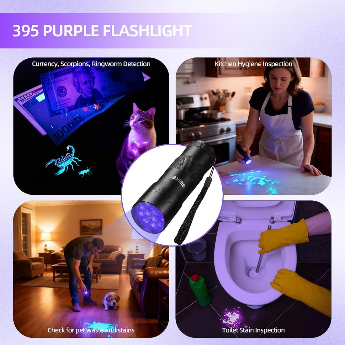 UV Flashlight Black Light–Small Portable Mini 12 LED Blacklight