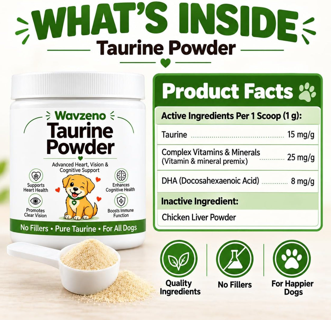 Wayzeno Taurine Powder for Dogs, Taurine Supplement with DHA