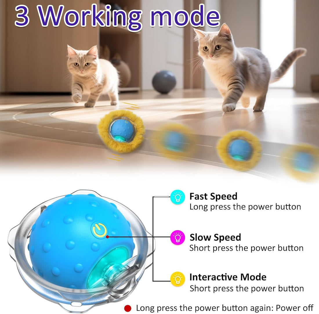Giociv Interactive Cat Toys Ball Fast Rolling in Pouch