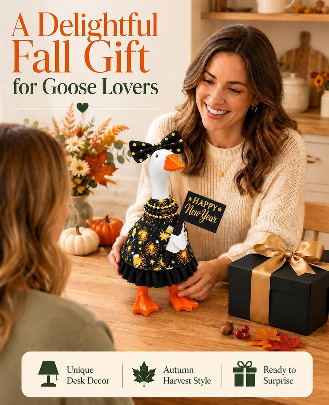 Desk Goose Outfits 7 inches, New Year's Eve Mini Desktop Goose Cloth