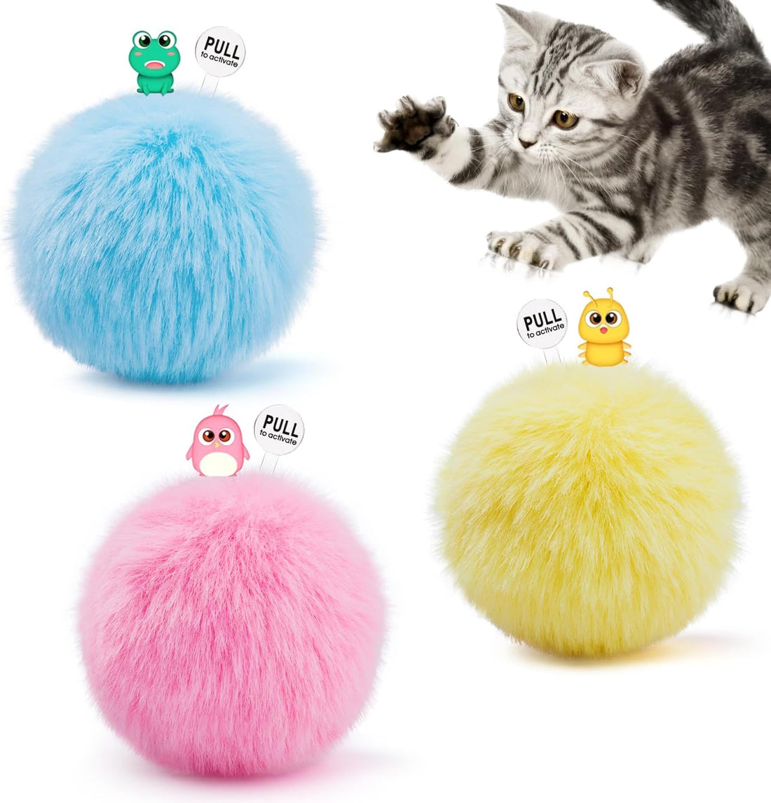 Potaroma Chirping Cat Toys Balls with SilverVine Catnip, Upgraded