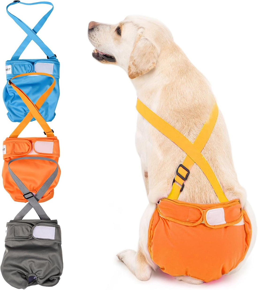Avont 3 Pack Washable Female Dog Diaper with Suspender