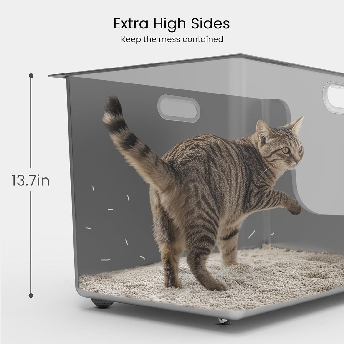 Stainless Steel Litter Box 13.7'' High Sides