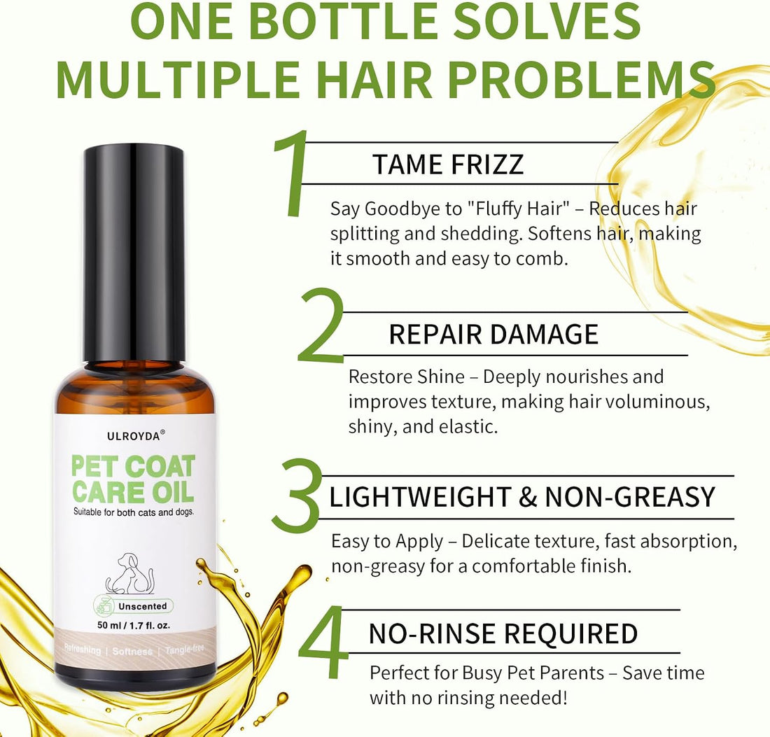 Unscented Pet Fur Care Oil - Gentle Leave-in Conditioner
