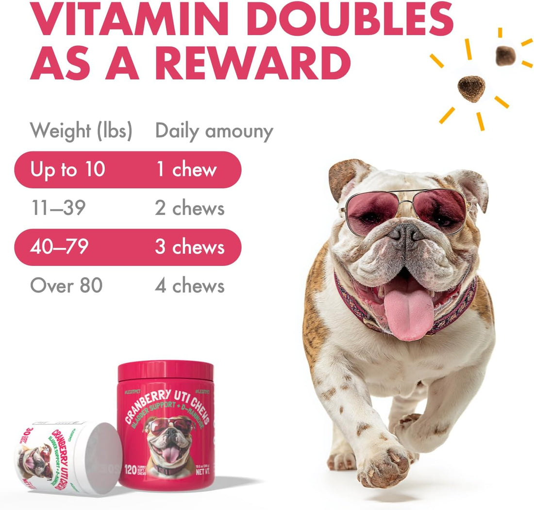 Cranberry UTI Chews for Dogs Bladder Support + D-Mannose Supports