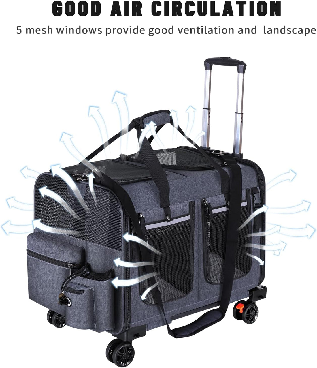 Cat Carrier for 2 Cats,Cat Carrier with Wheels for Cats and Dogs
