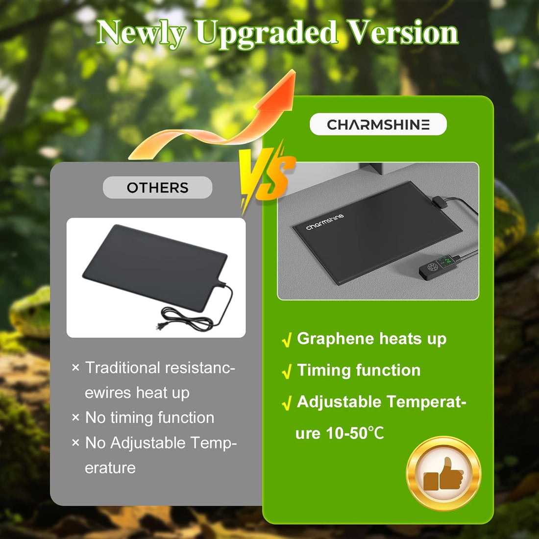 8 by 12-inch 16W Reptile Heating Pad Graphene with Temperature