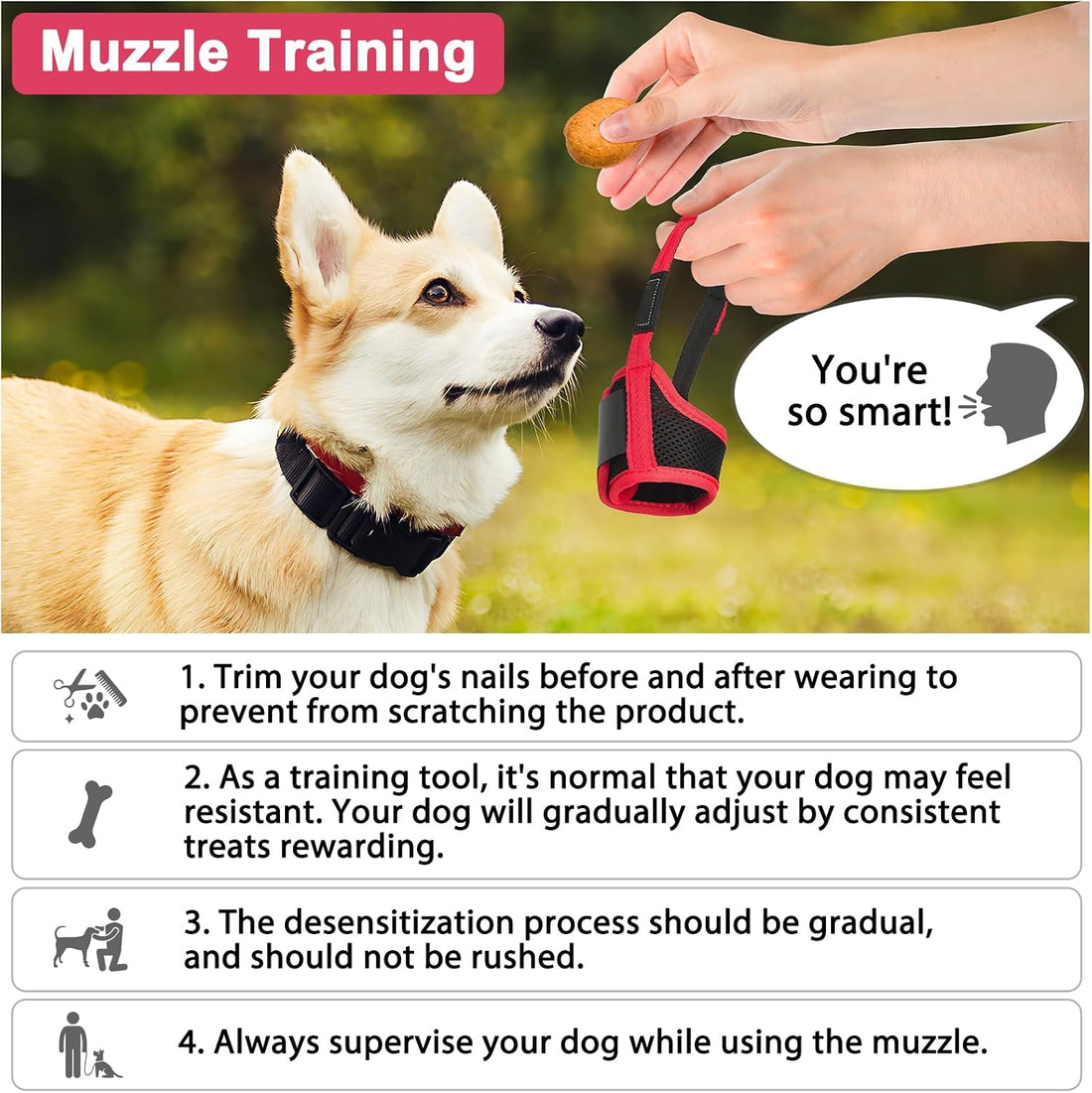 LUCKYPAW Soft Dog Muzzle for Small Dogs to Anti Biting Chewing