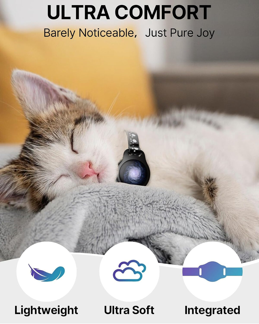 Cat Tracker Collar with Finder Tag - Waterproof Airtag Cat Collar