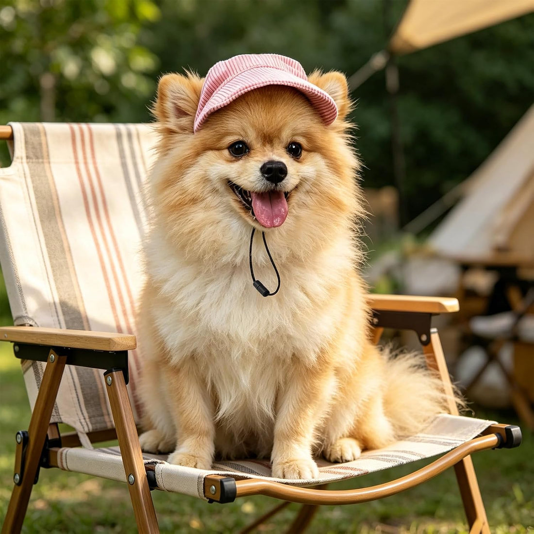 Dog Sun Hat with Ear Openings, Dog Baseball Cap with Anti-Slip Strap