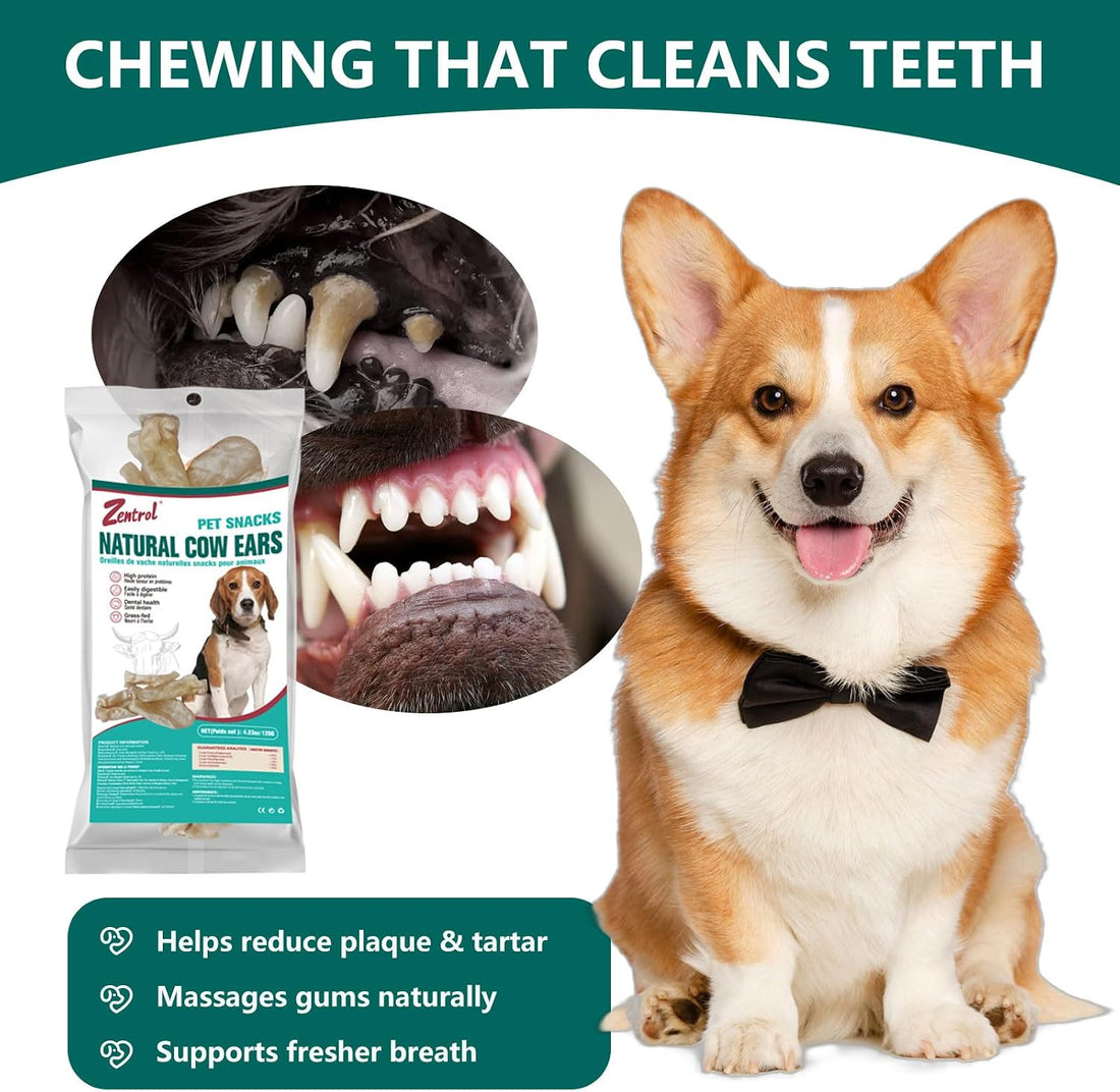 Natural Farm Cow Ears Dog Chews, Thick Cut Rawhide Alternative,120g