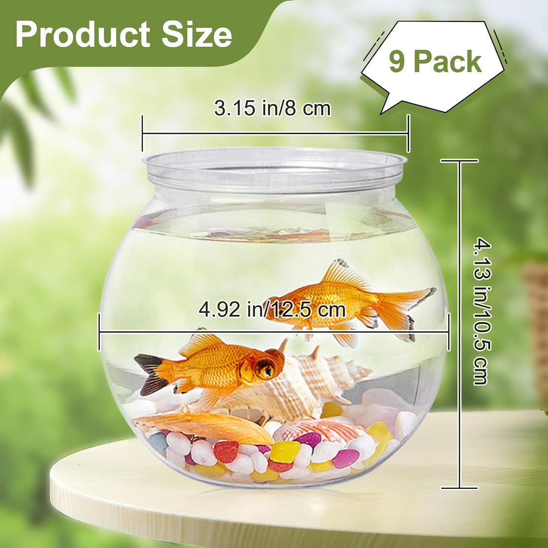 9 Pcs Plastic Fish Bowl, 26 Oz Small Clear Terrariums Carrier Cage