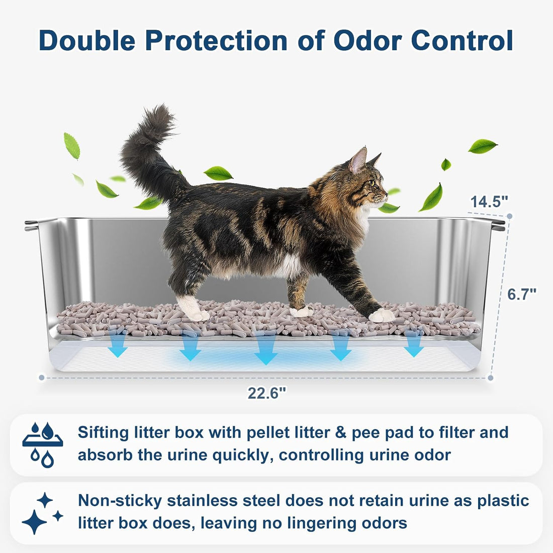 23.6''x16''x12'' Enclosed Stainless Steel Litter Box with Lid