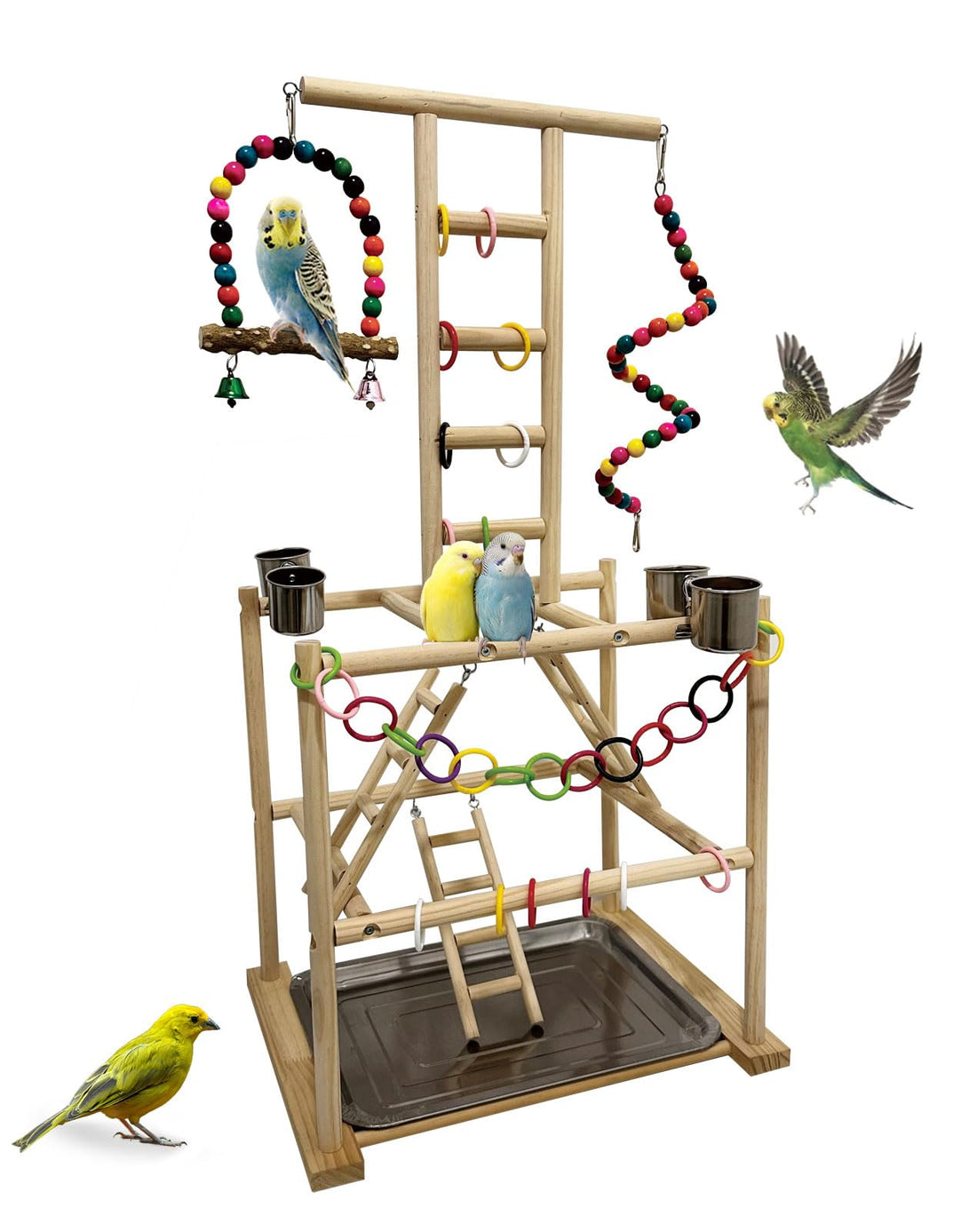 Niwaes Bird Play Stand, Large Parakeet Playground