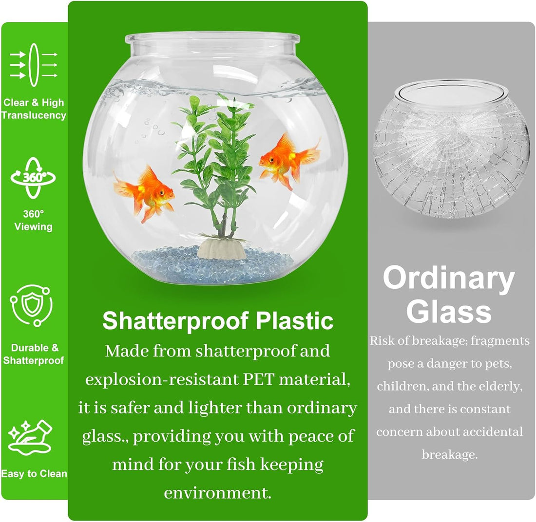 Plastic Goldfish Fish Bowl Drum Clear Aquarium Starter Kits