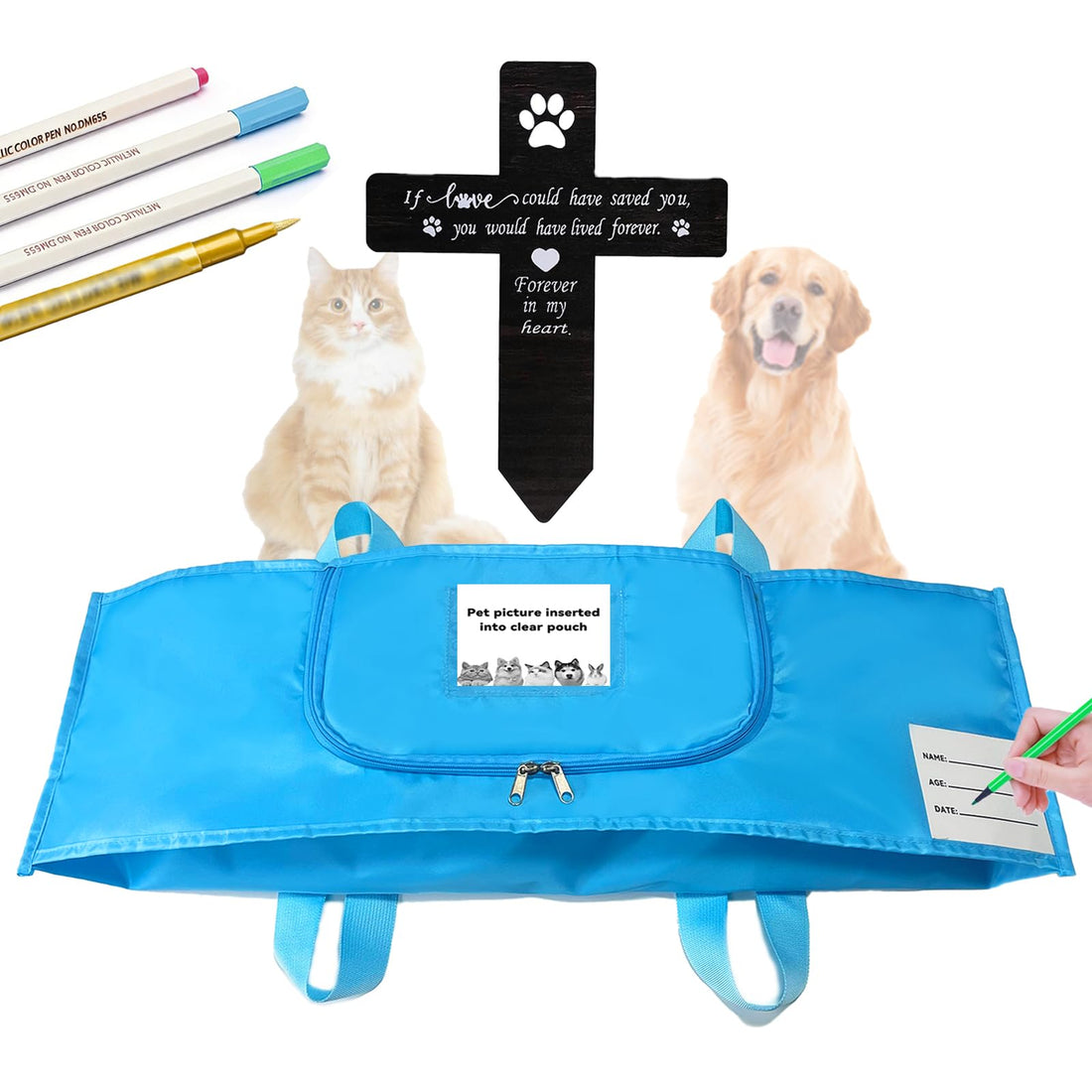 JWIZYOTR Eco-Friendly Pet Casket Body Bag, Pet Burial Box with Dignity
