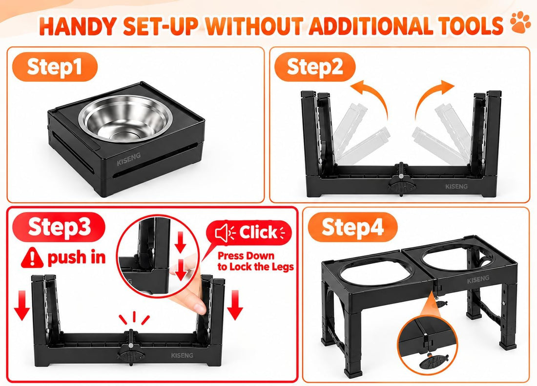 Black Elevated Dog Bowls Large Raised Dogs Bowl Stand Large/Medium