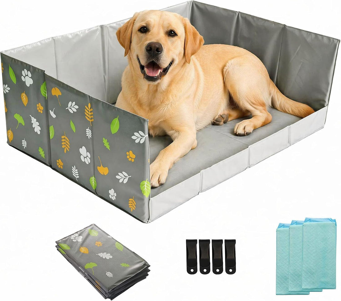Dog Litter Box, Waterproof Foldable Pee Pad Holder, Dog Potty Tray