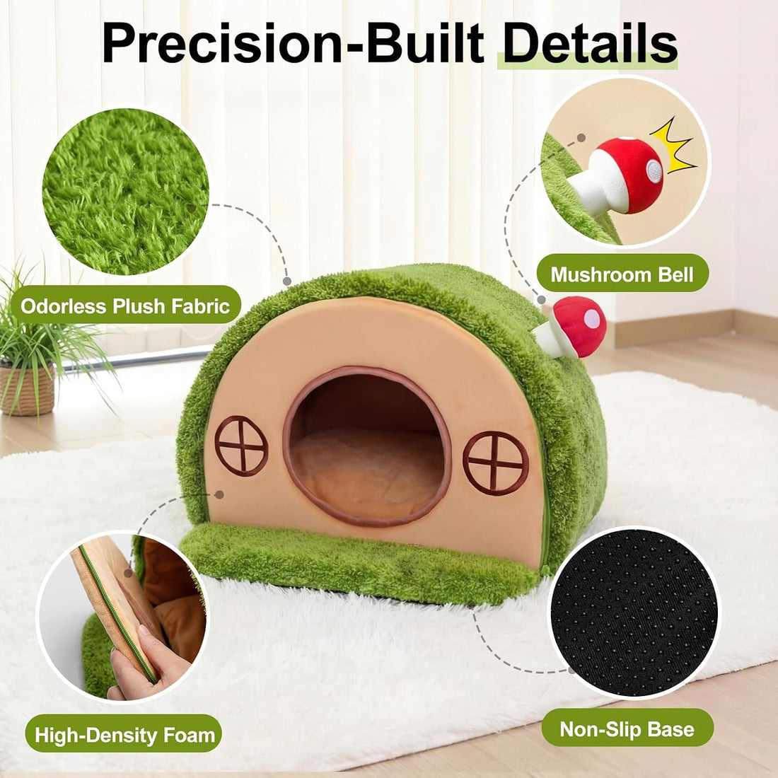 Mellownido Cat House for Indoor Cats - Cute Cat Bed Cave