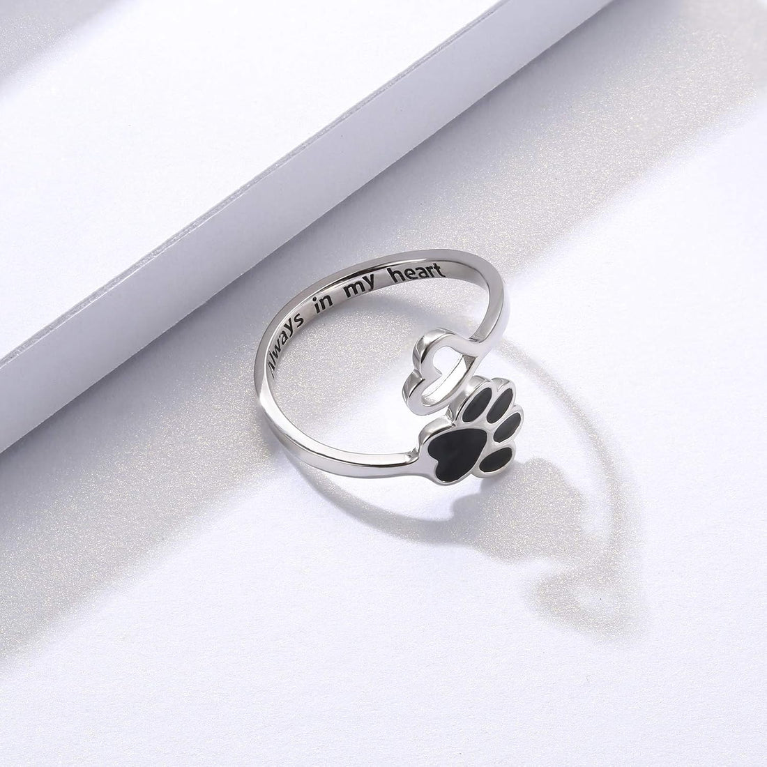 Sariel Puppy Paw Print Ring Heart 925 Sterling Silver