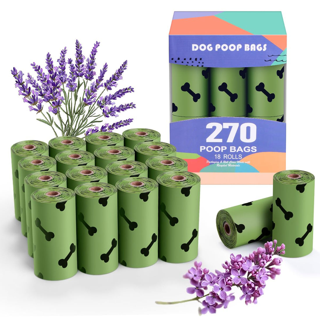 RMancipate Green Dog Poo Bags Lavender scent