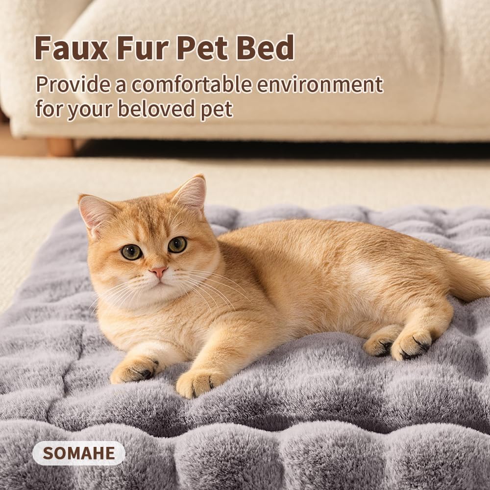 SOMAHE Cat Bed Mat, Soft Plush Faux Fur Kneading Pet Bed