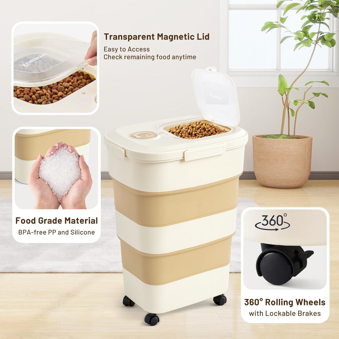 ZOMISIA 40-50lbs Dog Food Storage Container